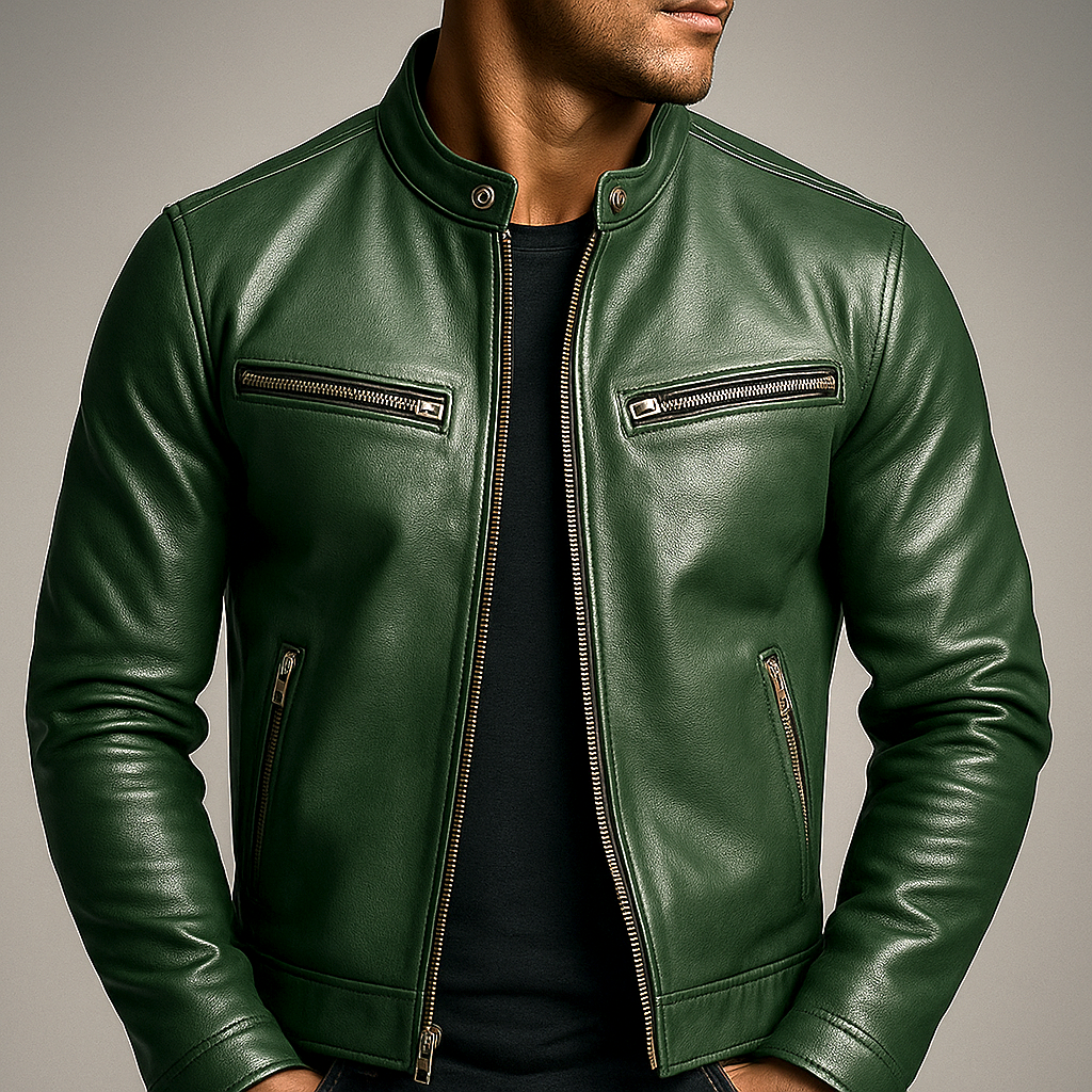 Thaddeus | Men’s Vintage Leather Racer Jacket