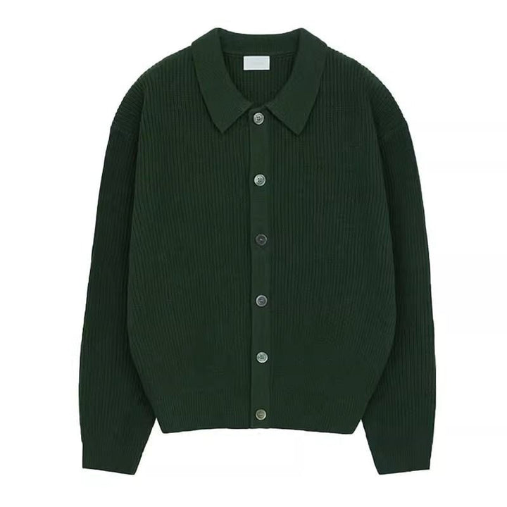 Jasper | Men's Ribbed Knit Collared Button-Front Cardigan