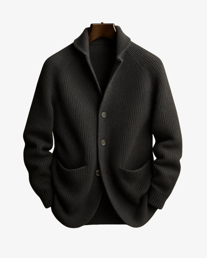 Rowan | Men's Ribbed Knit Shawl Collar Cardigan
