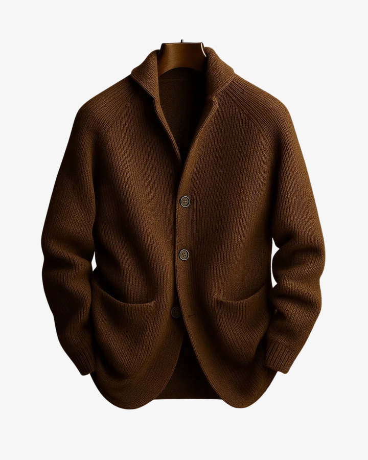 Rowan | Men's Ribbed Knit Shawl Collar Cardigan