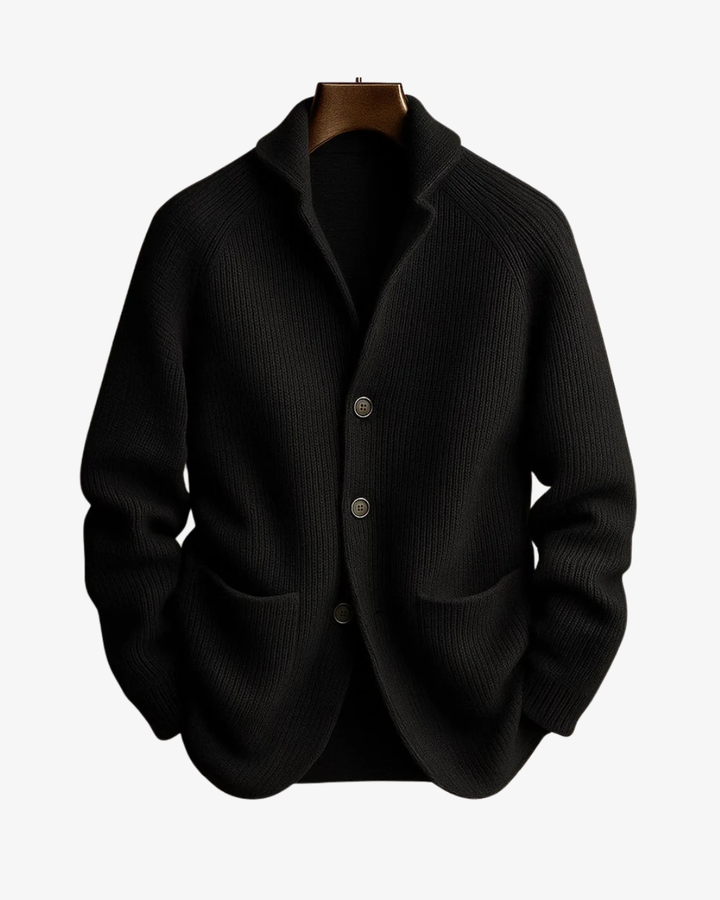 Rowan | Men's Ribbed Knit Shawl Collar Cardigan