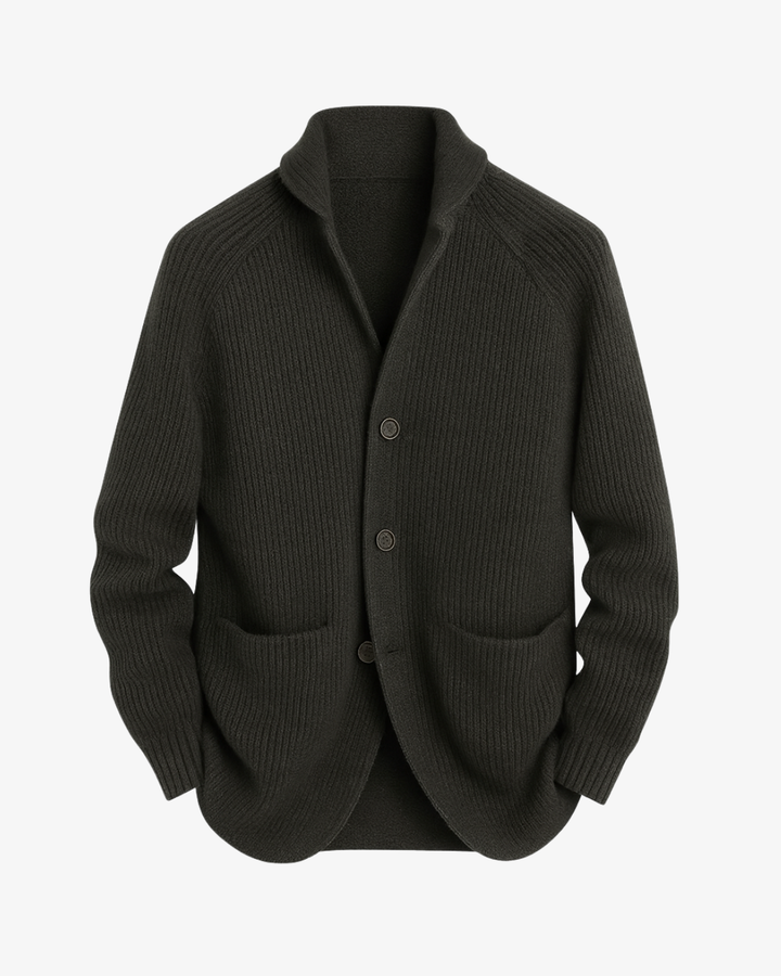 Rowan | Men's Ribbed Knit Shawl Collar Cardigan