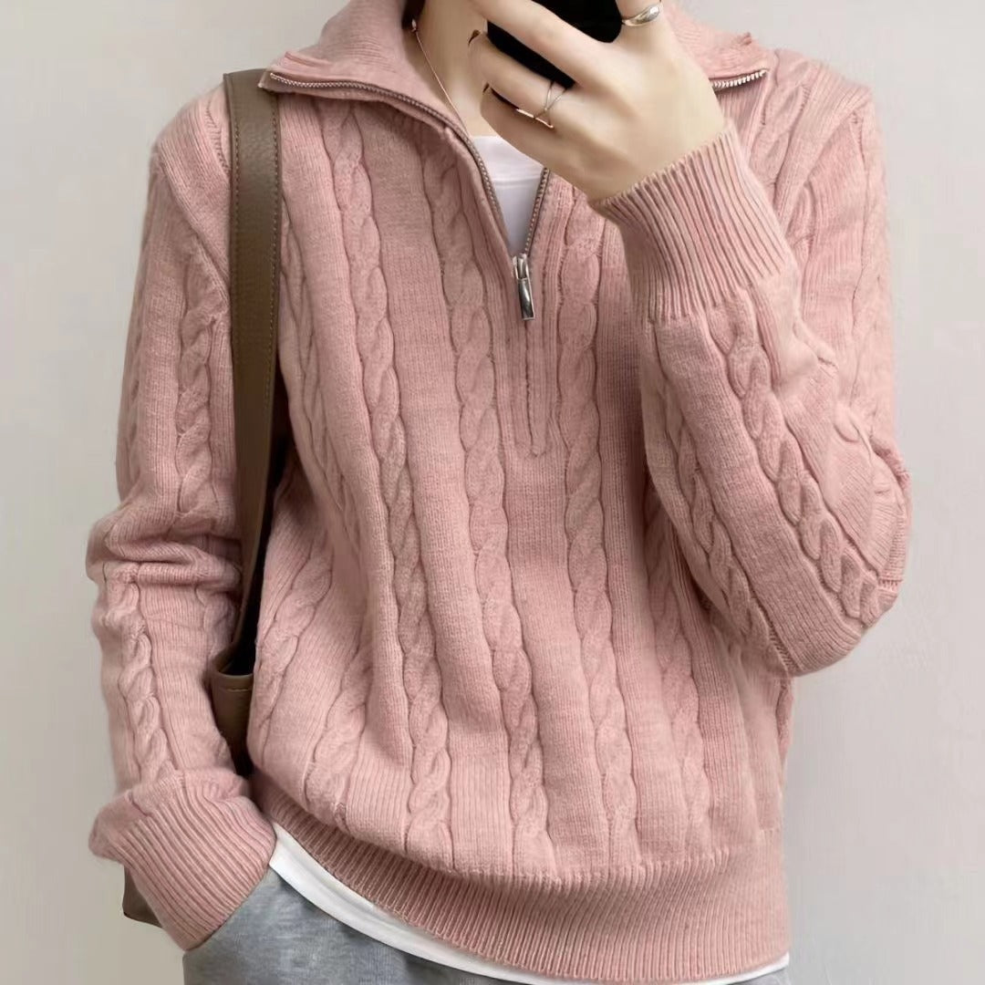 Ottilie | Women’s Cropped Cable Knit Quarter Zip Sweater