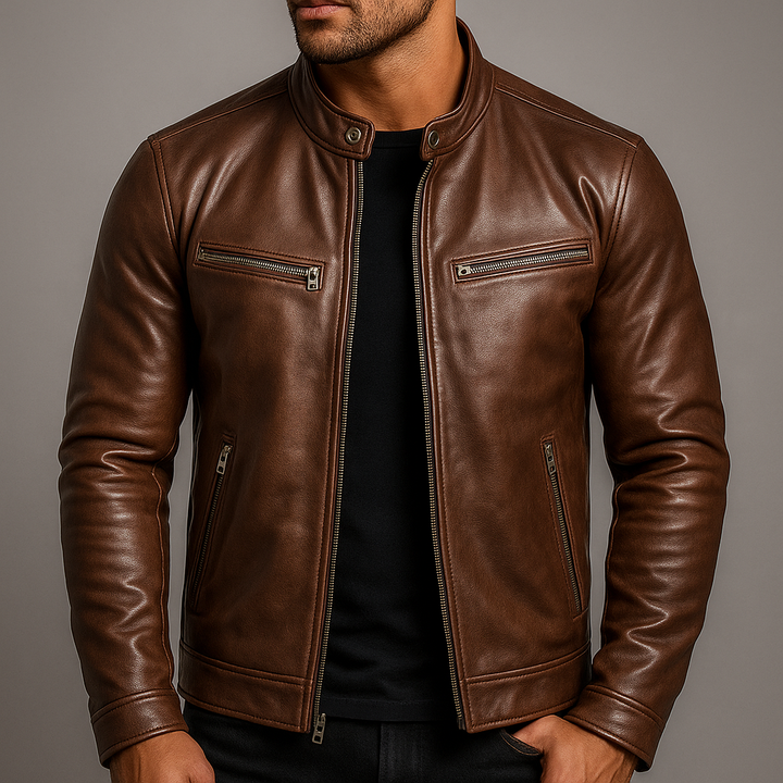 Thaddeus | Men’s Vintage Leather Racer Jacket
