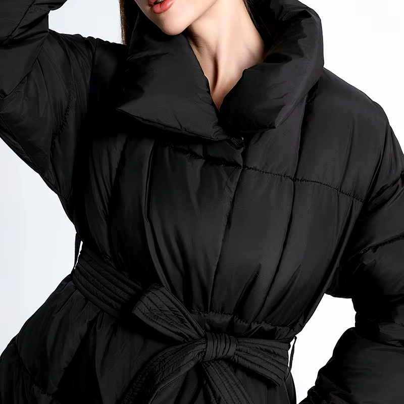 Cordelia | Women's Belted Quilted Puffer Jacket with Funnel Collar