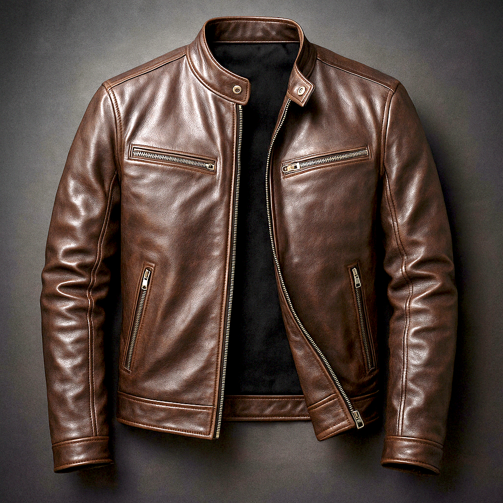 Thaddeus | Men’s Vintage Leather Racer Jacket