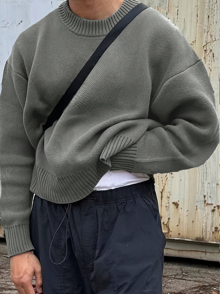 Ezra | Men's Ribbed Knit Crew Neck Sweater