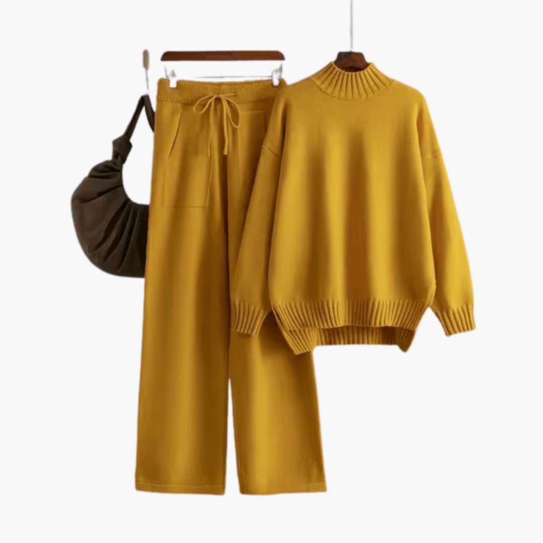 Rosaline | Women's Mock Neck Sweater Wide Leg Pants Set