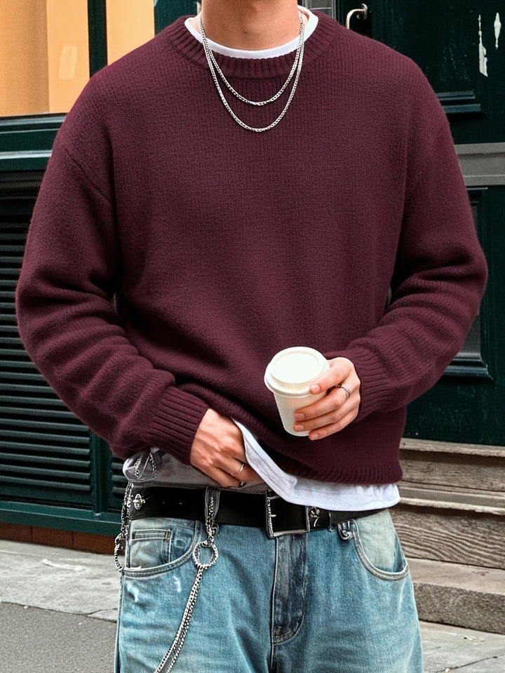 Ezra | Men's Ribbed Knit Crew Neck Sweater
