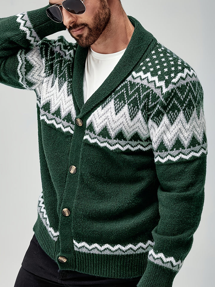Anders | Men's Fair Isle Shawl Collar Button-Front Cardigan