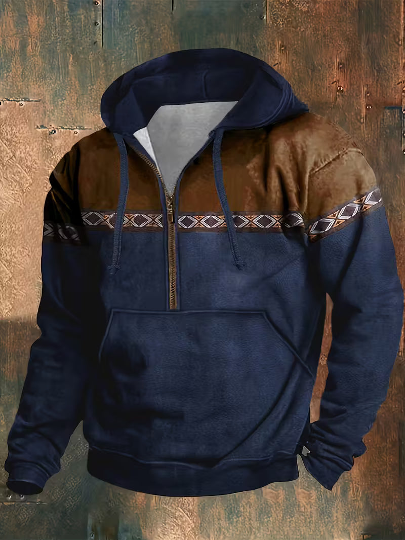 Anselm | Men’s Half Zip Hooded Sweatshirt with Pouch Pocket