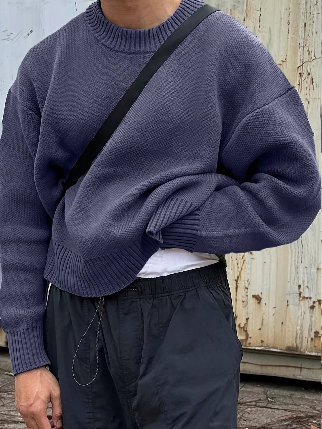 Ezra | Men's Ribbed Knit Crew Neck Sweater