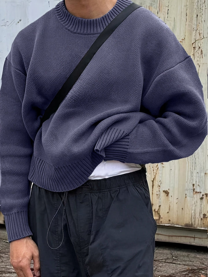 Ezra | Men's Ribbed Knit Crew Neck Sweater