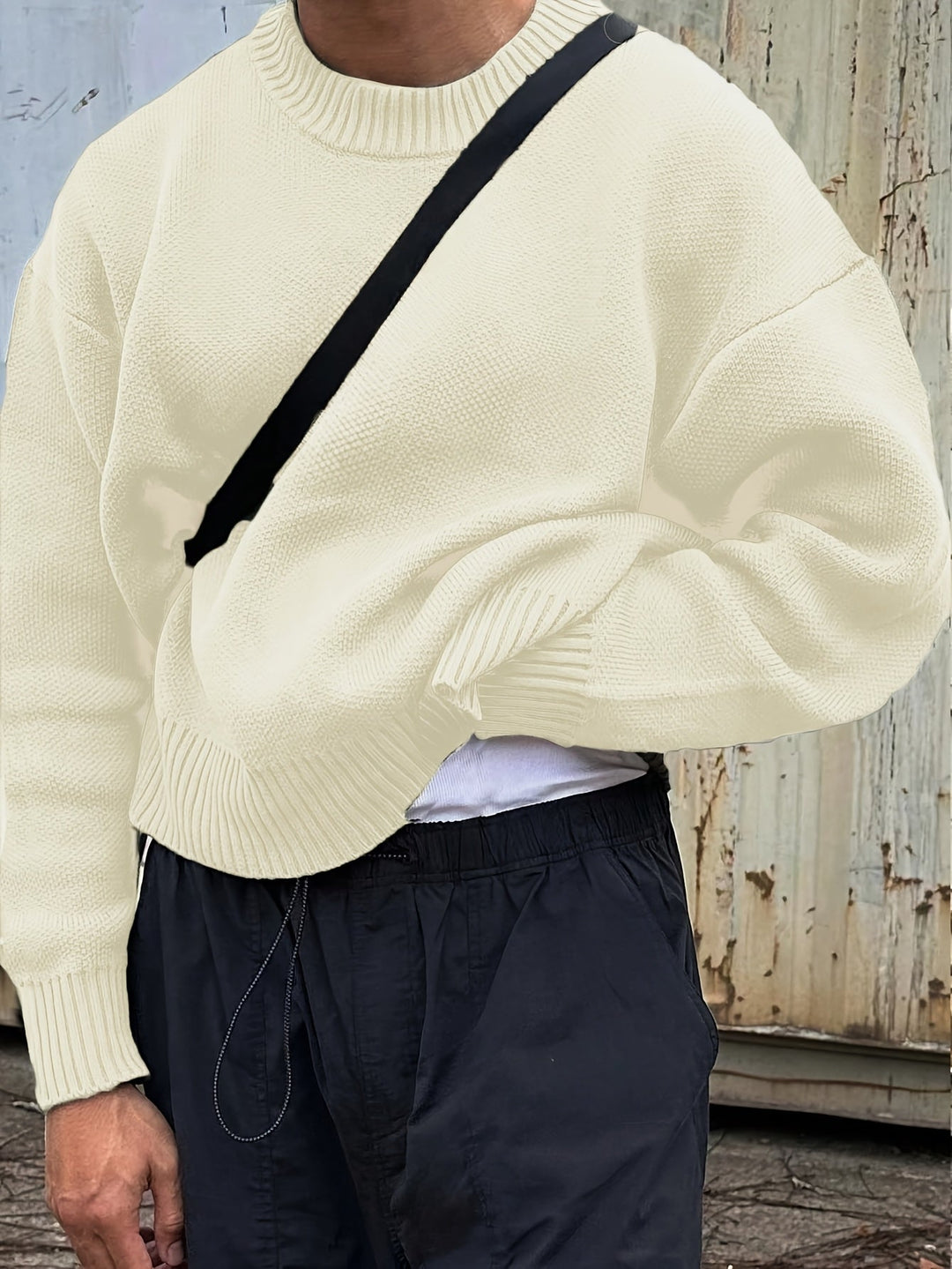 Ezra | Men's Ribbed Knit Crew Neck Sweater