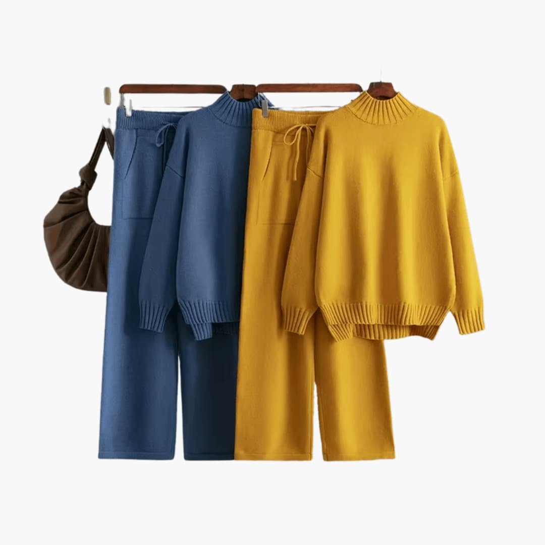 Rosaline | Women's Mock Neck Sweater Wide Leg Pants Set
