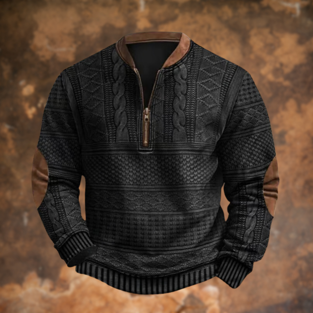 Magnus | Men’s Elbow Patch Half Zip Sweater