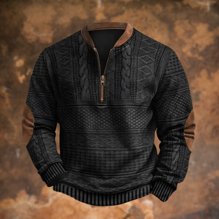 Magnus | Men’s Elbow Patch Half Zip Sweater