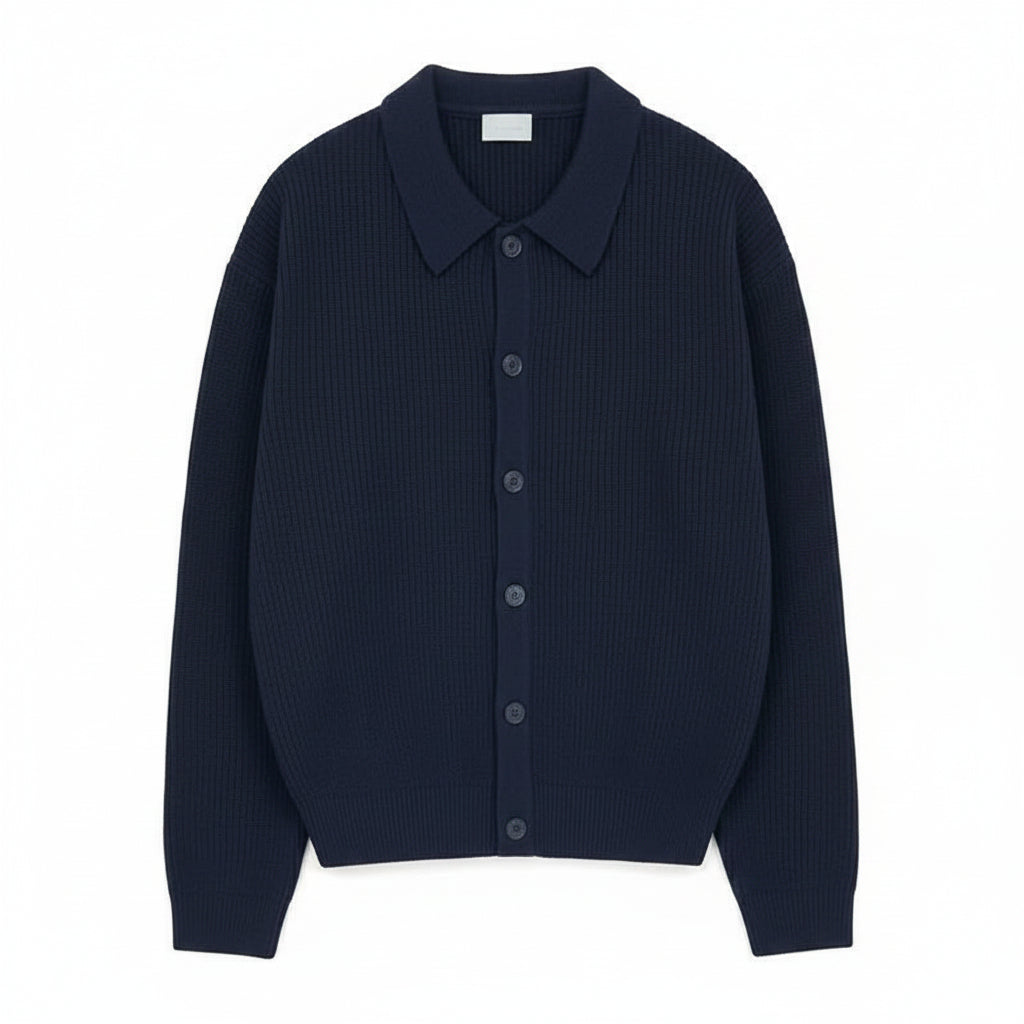 Jasper | Men's Ribbed Knit Collared Button-Front Cardigan