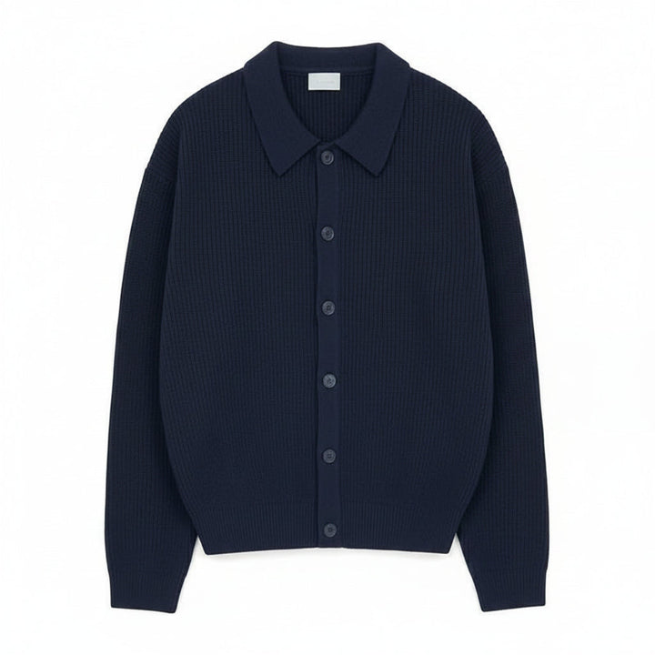 Jasper | Men's Ribbed Knit Collared Button-Front Cardigan