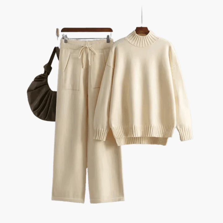 Rosaline | Women's Mock Neck Sweater Wide Leg Pants Set