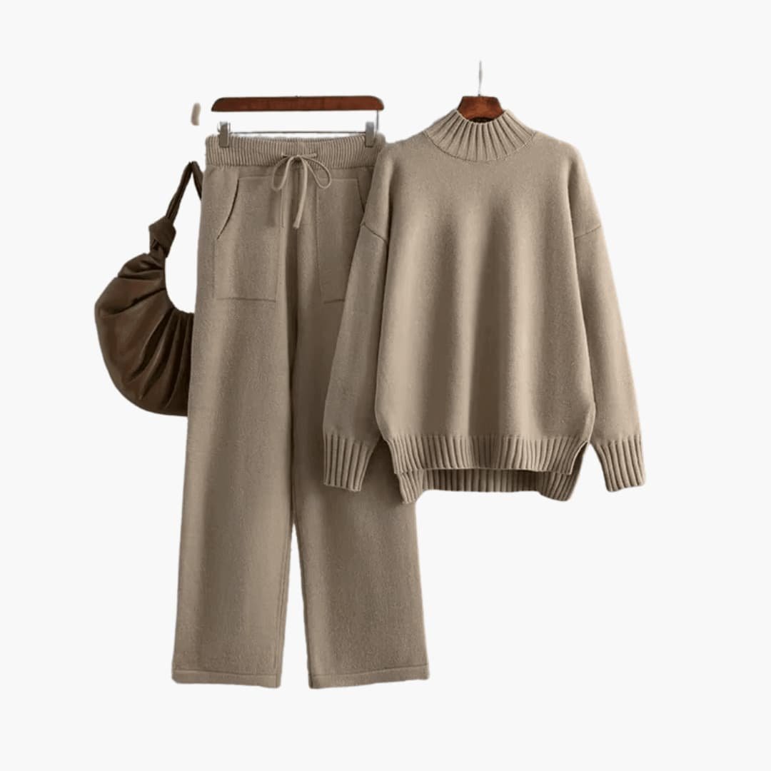 Rosaline | Women's Mock Neck Sweater Wide Leg Pants Set