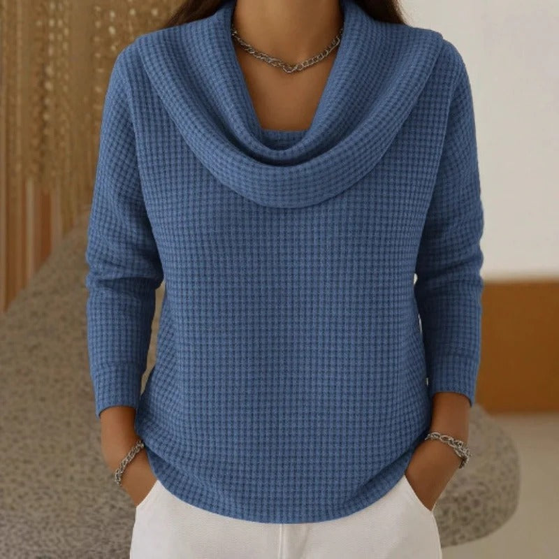 Wren | Women's Cowl Neck Waffle Knit Sweater