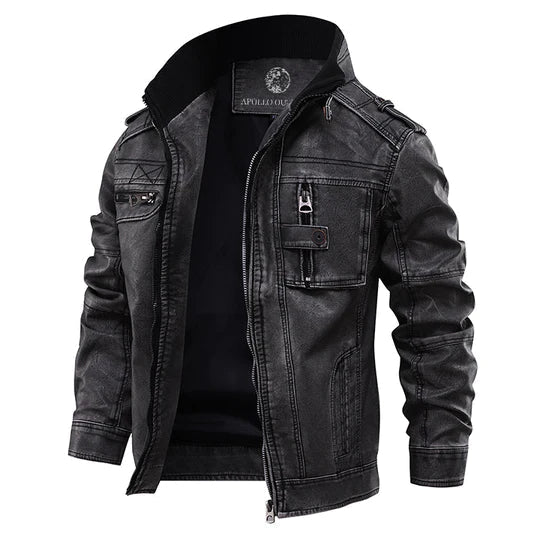 Ellis | Men’s Leather Moto Jacket with Stand Collar