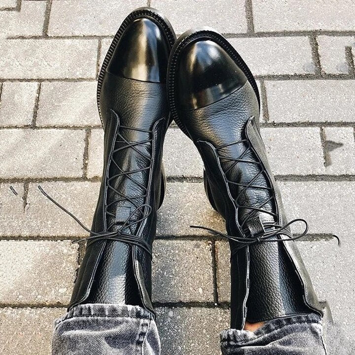 Petra | Women's Toe Cap Leather Lace Up Combat Boots