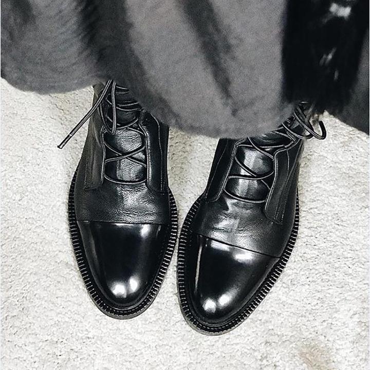 Petra | Women's Toe Cap Leather Lace Up Combat Boots