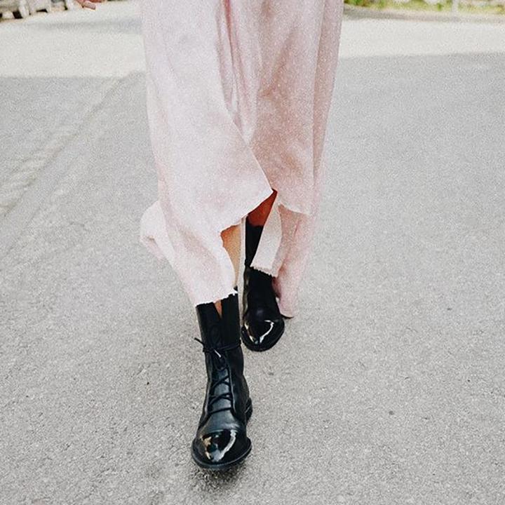 Petra | Women's Toe Cap Leather Lace Up Combat Boots