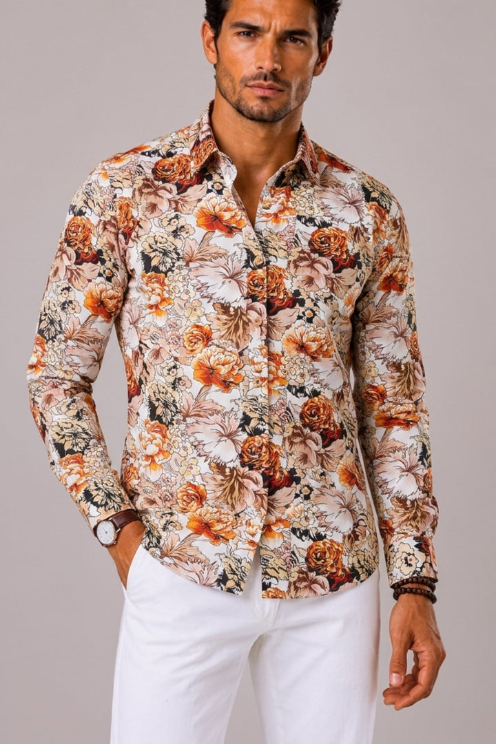 Lysander | Men's Floral Print Long-Sleeve Button-Up Shirt