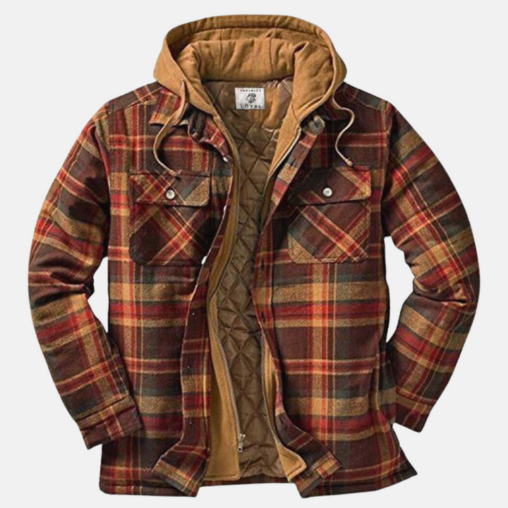 Jasper | Men's Hooded Plaid Flannel Shirt Jacket with Quilted Lining