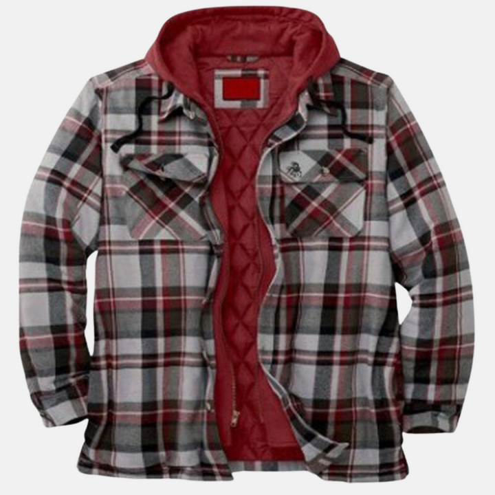 Jasper | Men's Hooded Plaid Flannel Shirt Jacket with Quilted Lining