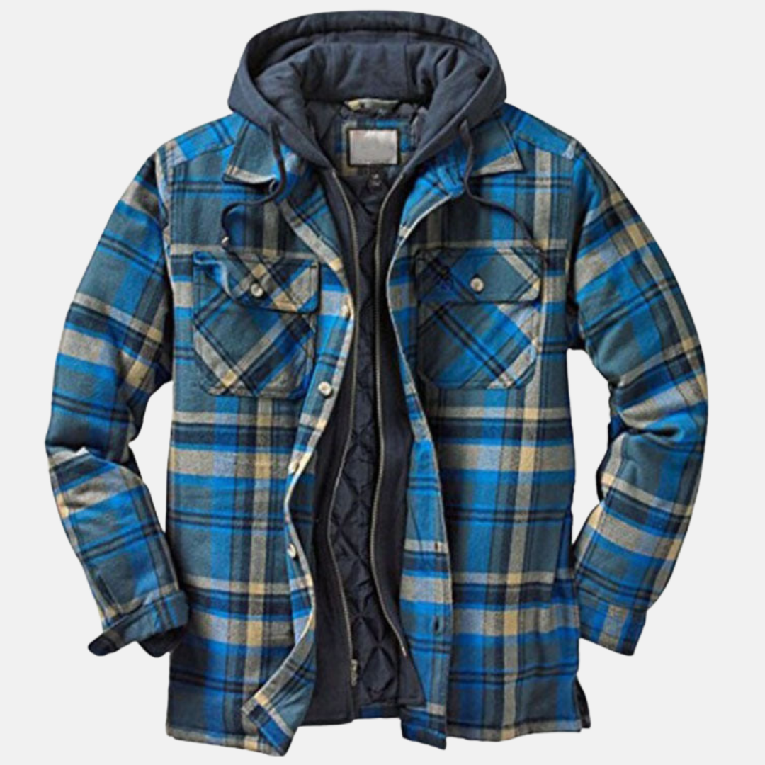 Jasper | Men's Hooded Plaid Flannel Shirt Jacket with Quilted Lining