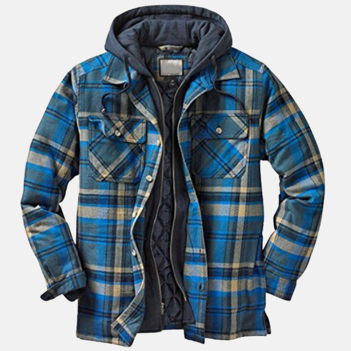 Jasper | Men's Hooded Plaid Flannel Shirt Jacket with Quilted Lining