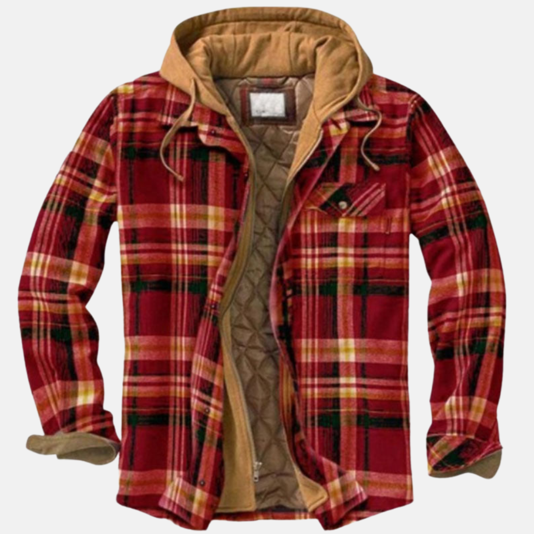 Jasper | Men's Hooded Plaid Flannel Shirt Jacket with Quilted Lining
