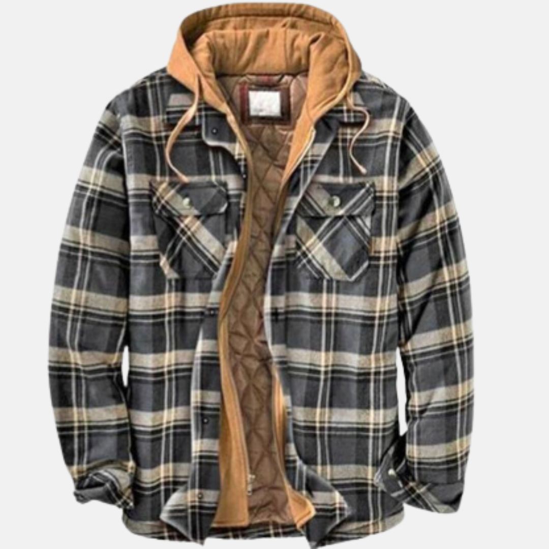 Jasper | Men's Hooded Plaid Flannel Shirt Jacket with Quilted Lining