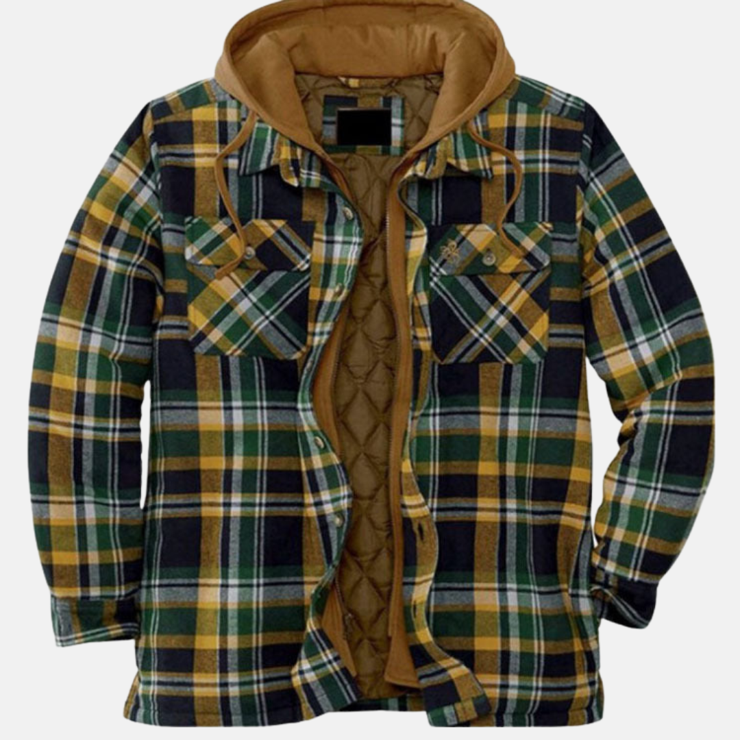 Jasper | Men's Hooded Plaid Flannel Shirt Jacket with Quilted Lining