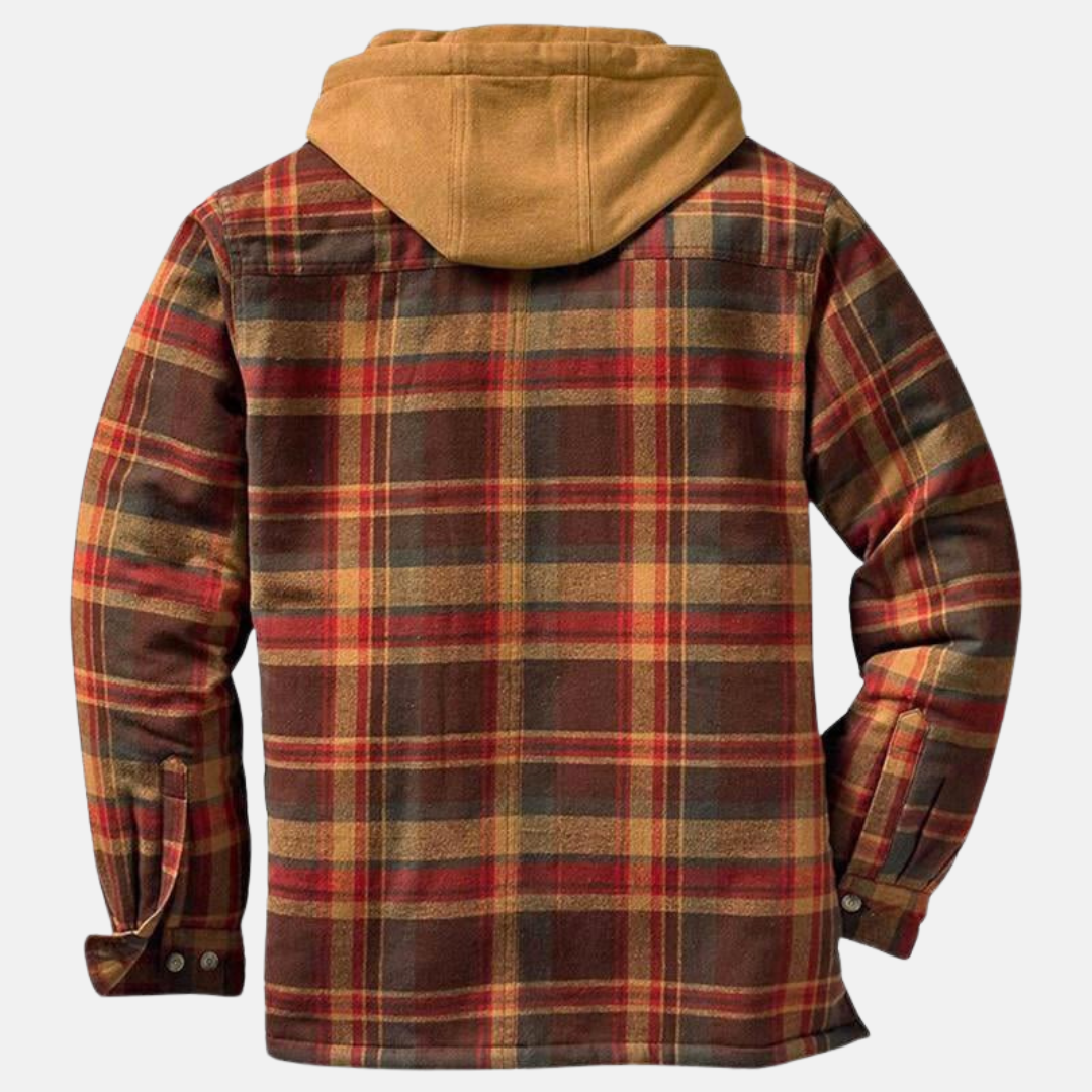 Jasper | Men's Hooded Plaid Flannel Shirt Jacket with Quilted Lining