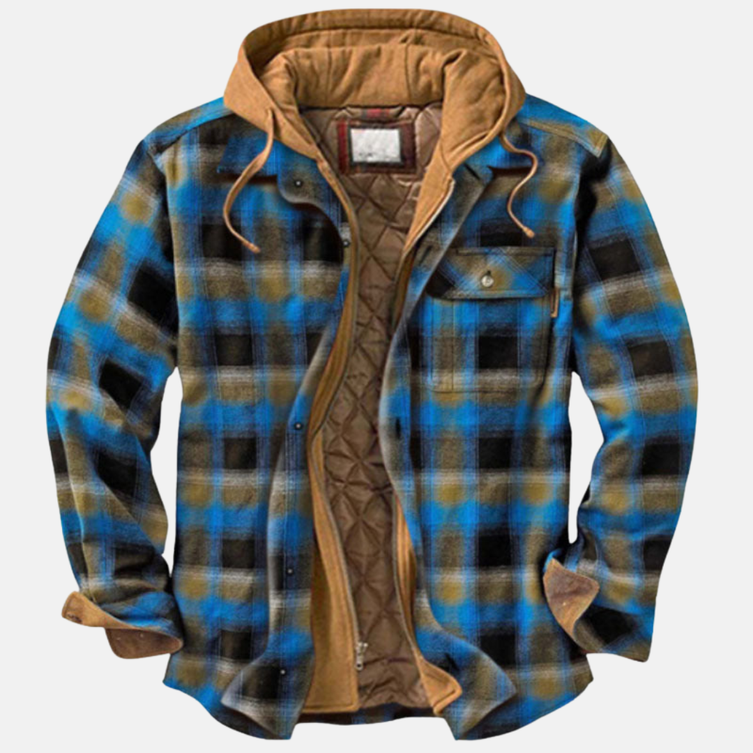 Jasper | Men's Hooded Plaid Flannel Shirt Jacket with Quilted Lining