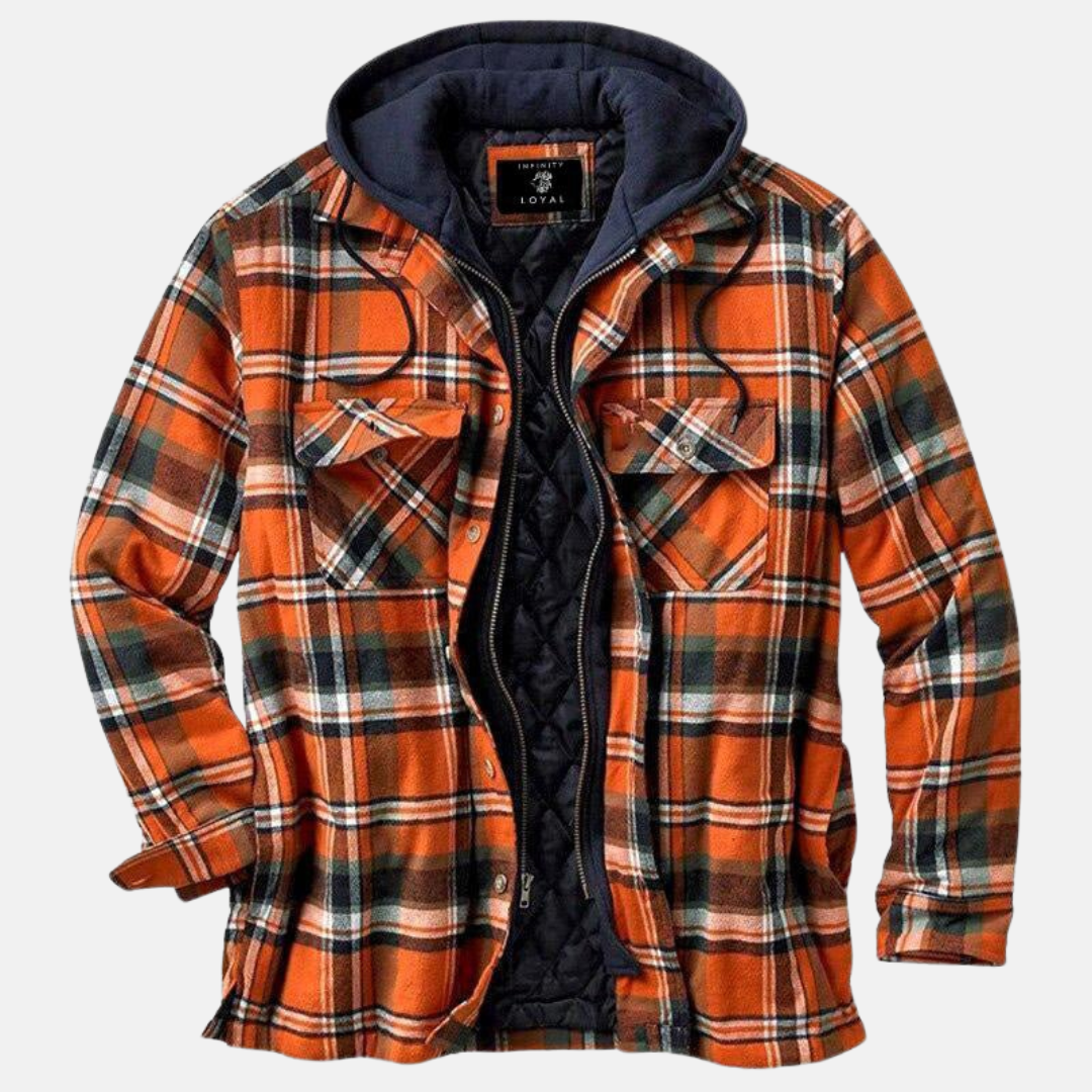 Jasper | Men's Hooded Plaid Flannel Shirt Jacket with Quilted Lining