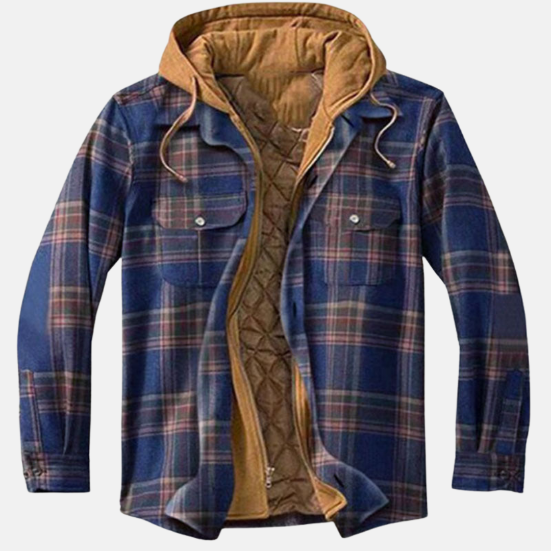 Jasper | Men's Hooded Plaid Flannel Shirt Jacket with Quilted Lining