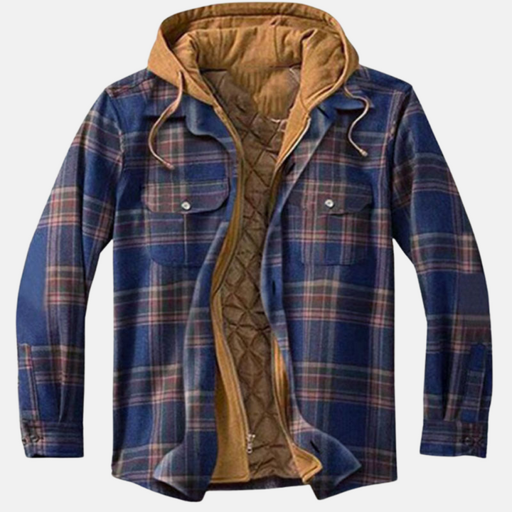 Jasper | Men's Hooded Plaid Flannel Shirt Jacket with Quilted Lining