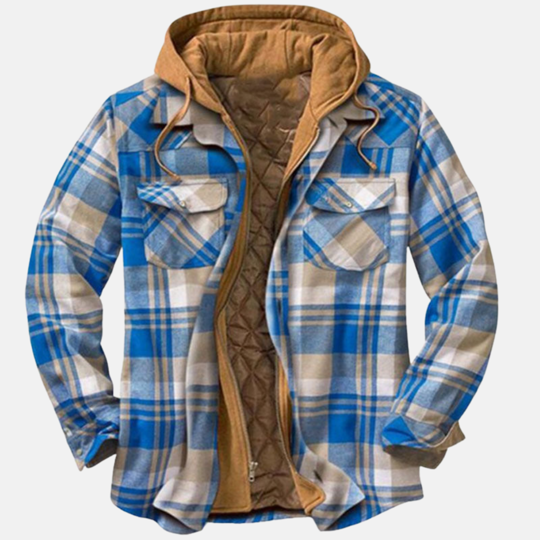 Jasper | Men's Hooded Plaid Flannel Shirt Jacket with Quilted Lining