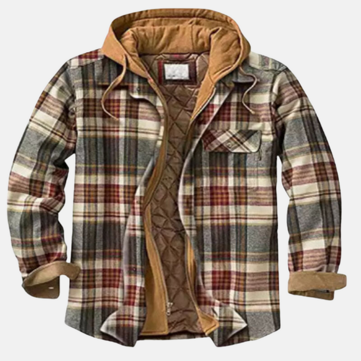 Jasper | Men's Hooded Plaid Flannel Shirt Jacket with Quilted Lining