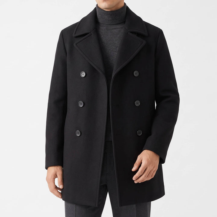 Winthrop | Men’s Black Double Breasted Wool Pea Coat