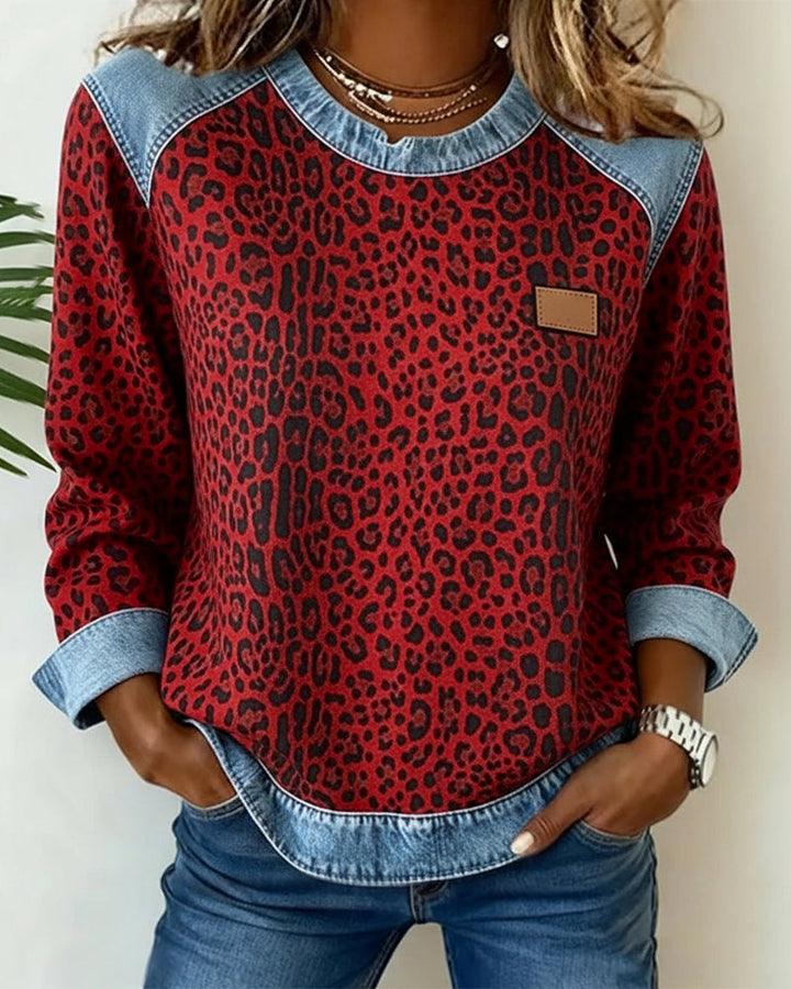 Fiorella | Women’s Leopard Print Crewneck Sweatshirt