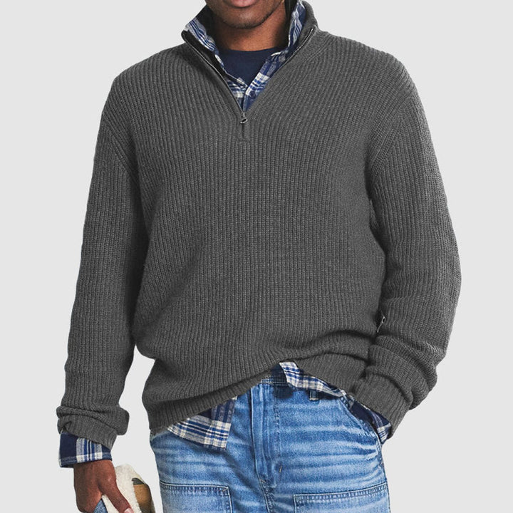 Donovan | Men's Quarter-Zip Ribbed Knit Sweater with Stand Collar