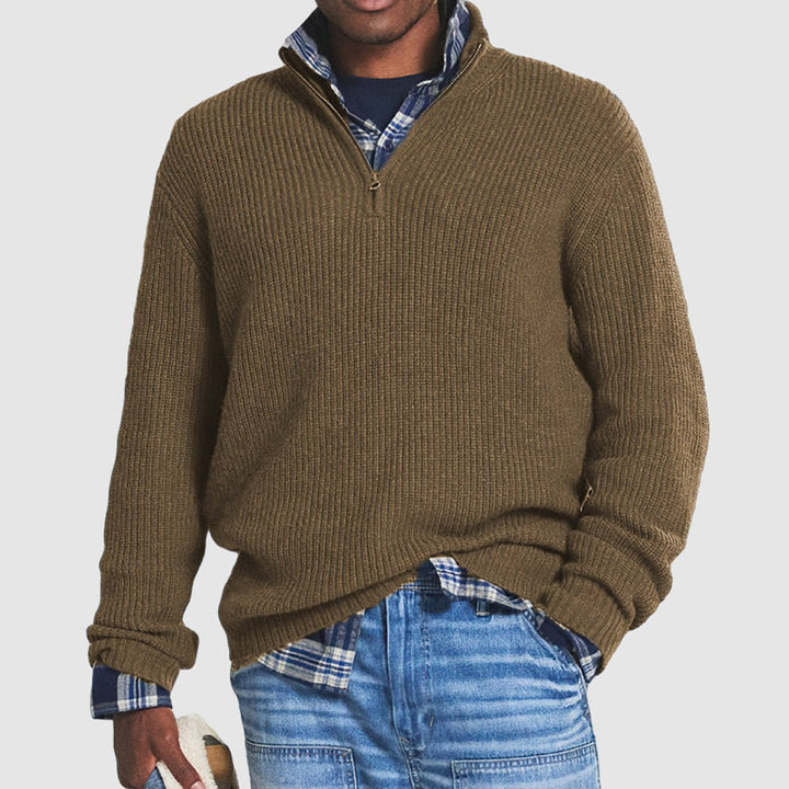 Donovan | Men's Quarter-Zip Ribbed Knit Sweater with Stand Collar
