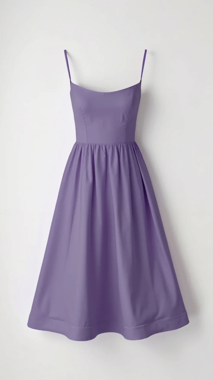 Strappy Scoop Neck Fit & Flare Cotton Midi Dress